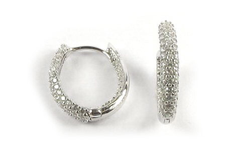 10K White Gold C.Z Hoop Earrings
