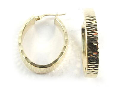10K Yellow Gold Shimmer Cut Hoop Earrings