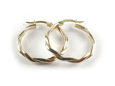10K Yellow, White &amp; Rose Gold Twisted Hoop Earrings