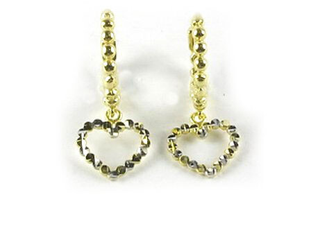 10K Yellow Gold Heart Bead Children's Earrings 10K Yellow Gold Heart Bead Children's Earrings