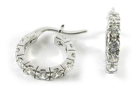 10K White Gold C.Z Huggy Earrings 10K White Gold C.Z Huggy Earrings