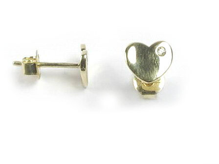 10K Yellow Gold Polished Heart Stud Earrings