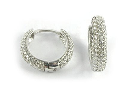 10K White Gold C.Z Huggy Earrings 10K White Gold C.Z Huggy Earrings