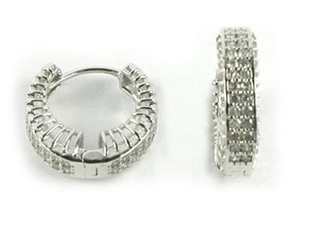 10K White Gold C.Z Huggy Earrings 10K White Gold C.Z Huggy Earrings