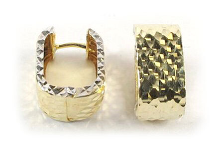 10K Yellow Gold Shimmer Cut Huggy Earrings
