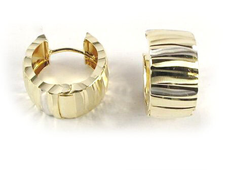 10K Yellow Gold Shimmer Cut Huggy Earrings