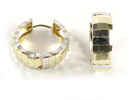 10K Yellow Gold Shimmer Cut Huggy Earrings
