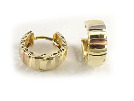 10K Yellow Gold Shimmer Cut Huggy Earrings