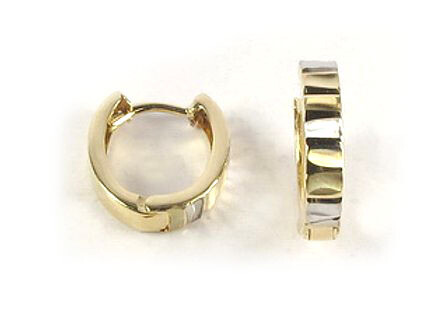 10K Yellow Gold Shimmer Cut Huggy Earrings