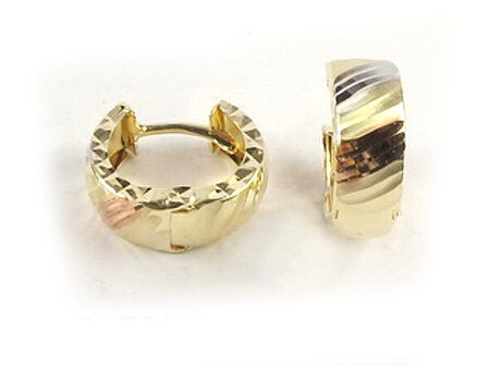 10K Yellow Gold Shimmer Cut Huggy Earrings