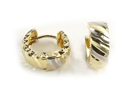 10K Yellow Gold Shimmer Cut Huggy Earrings