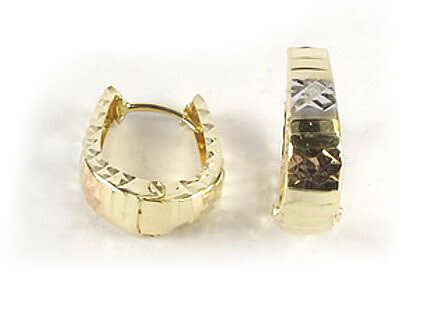10K Yellow Gold Shimmer Cut Huggy Earrings