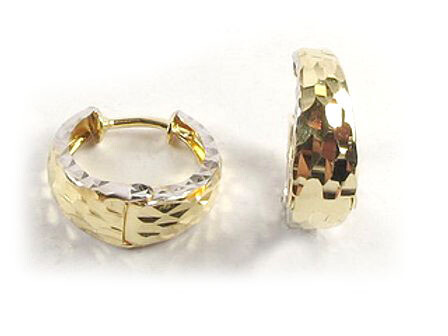 10K Yellow Gold Shimmer Cut Huggy Earrings