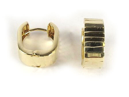 10K Yellow Gold Shimmer Cut Huggy Earrings