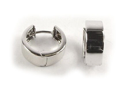 10K White Gold Polished Huggy Earrings
