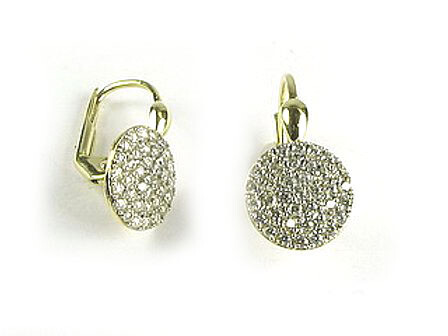 10K Yellow Gold C.Z Cluster Lever Earrings 10K Yellow Gold C.Z Cluster Lever Earrings
