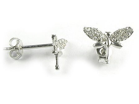 10K White Gold Butterfly C.Z Stud Earrings 10K White Gold Butterfly C.Z Stud Earrings
