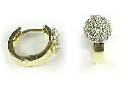 10K Yellow Gold C.Z Cluster Huggy Earrings 10K Yellow Gold C.Z Cluster Huggy Earrings