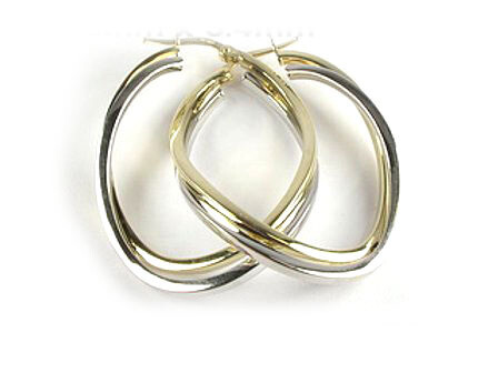 10K Yellow &amp; White Gold Hoop Earrings