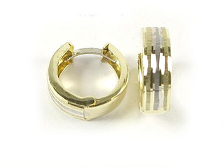 10K Yellow &amp; White Gold Huggy Earrings