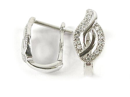 10K White Gold C.Z Lever Earrings 10K White Gold C.Z Lever Earrings