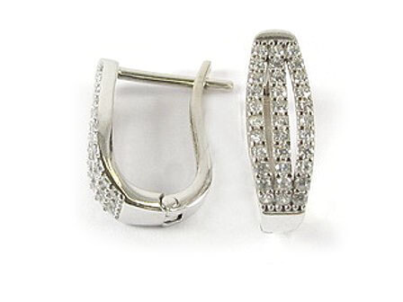 10K White Gold C.Z Lever Earrings 10K White Gold C.Z Lever Earrings