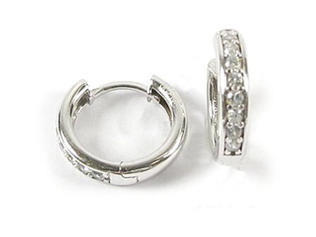 10K White Gold C.Z Huggy Earrings 10K White Gold C.Z Huggy Earrings