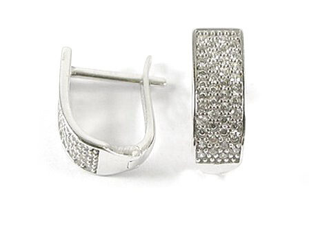 10K White Gold C.Z Cluster Lever Earrings 10K White Gold C.Z Cluster Lever Earrings