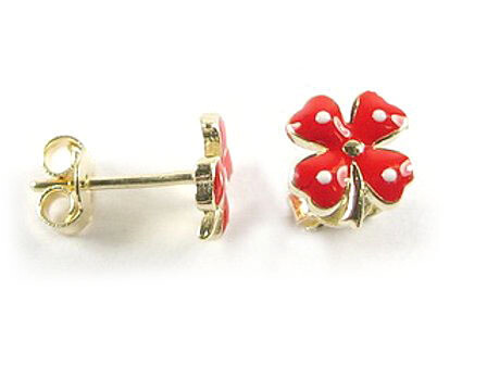 10K Yellow Gold Red Enamel Stud Earrings 10K Yellow Gold Red Enamel Stud Earrings