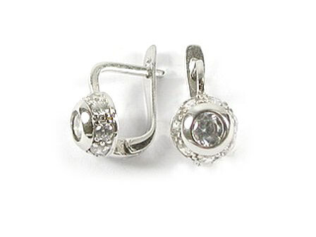 10K White Gold C.Z Lever Earrings 10K White Gold C.Z Lever Earrings