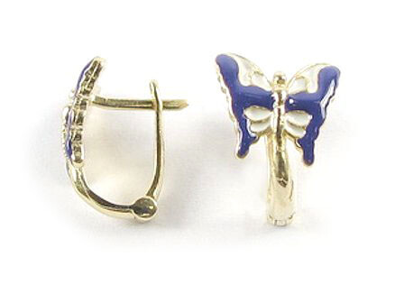 10K Yellow Gold Blue Enamel Butterfly Earrings 10K Yellow Gold Blue Enamel Butterfly Earrings