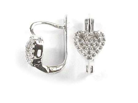10K White Gold C.Z Cluster Heart Earrings 10K White Gold C.Z Cluster Heart Earrings