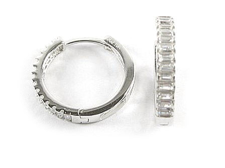 10K White Gold C.Z Hoop Earrings