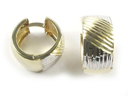10K Yellow Gold Shimmer Cut Huggy Earrings