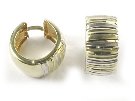 10K Yellow Gold Shimmer Cut Huggy Earrings