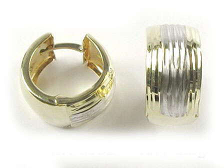 10K Yellow Gold Shimmer Cut Huggy Earrings