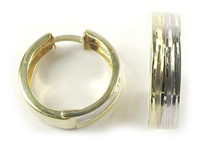 10K Yellow Gold Shimmer Cut Huggy Earrings