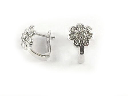 10K White Gold Flower Lever Back Earrings 10K White Gold Flower Lever Back Earrings