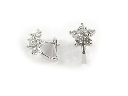 10K White Gold C.Z Flower Earrings 10K White Gold C.Z Flower Earrings