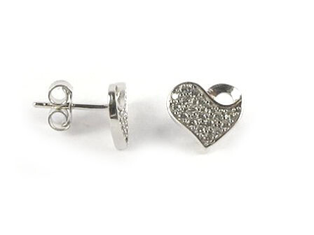 10K White Gold C.Z Heart Stud Earrings 10K White Gold C.Z Heart Stud Earrings