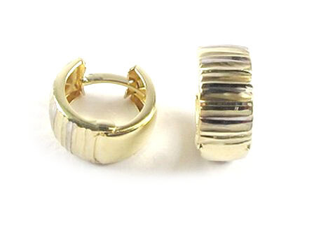 10K Yellow Gold Shimmer Cut Huggy Earrings
