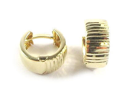10K Yellow Gold Shimmer Cut Huggy Earrings