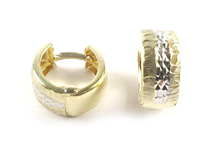 10K Yellow Gold Shimmer Cut Huggy Earrings