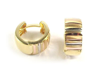 10K Yellow Gold Shimmer Cut Huggy Earrings