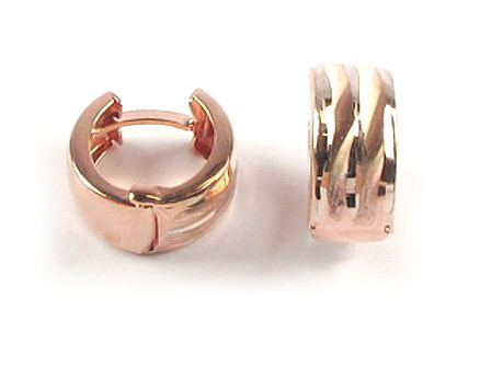 10K Rose Gold Shimmer Cut  Huggy Earrings