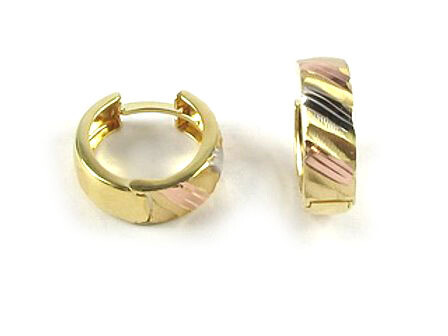 10K Yellow Gold Shimmer Cut Huggy Earrings