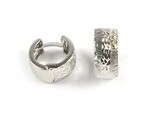 10K White Gold Shimmer Cut Huggy Earrings