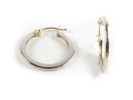 10K Yellow &amp; White Gold Polished Hoop Earrings