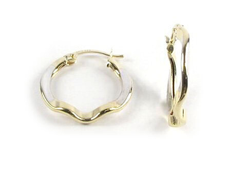10K Yellow &amp; White Gold Hoop Earrings