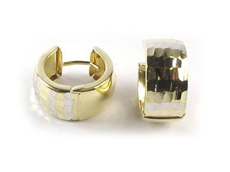 10K Yellow Gold Shimmer Cut Huggy Earrings